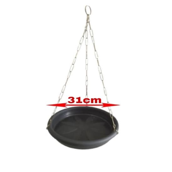 5 pratos pretos G 31cm com correntes p/ xaxins ou vasos