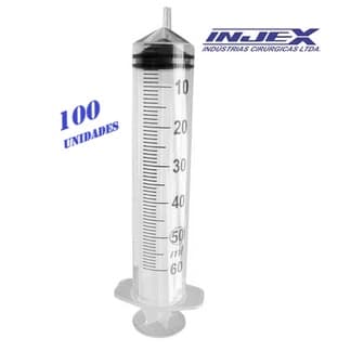 100 Unidades de Seringa de 60Ml Bico Slip (Liso) - Capacidade 60 ML - Ozonioterapia