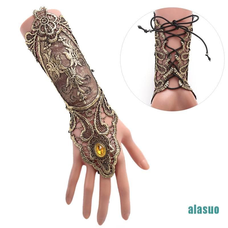 💥💥Pulseira De Renda Gótico Steampunk / Luva Sem Dedos / Arm Warmer Preta / Dourada