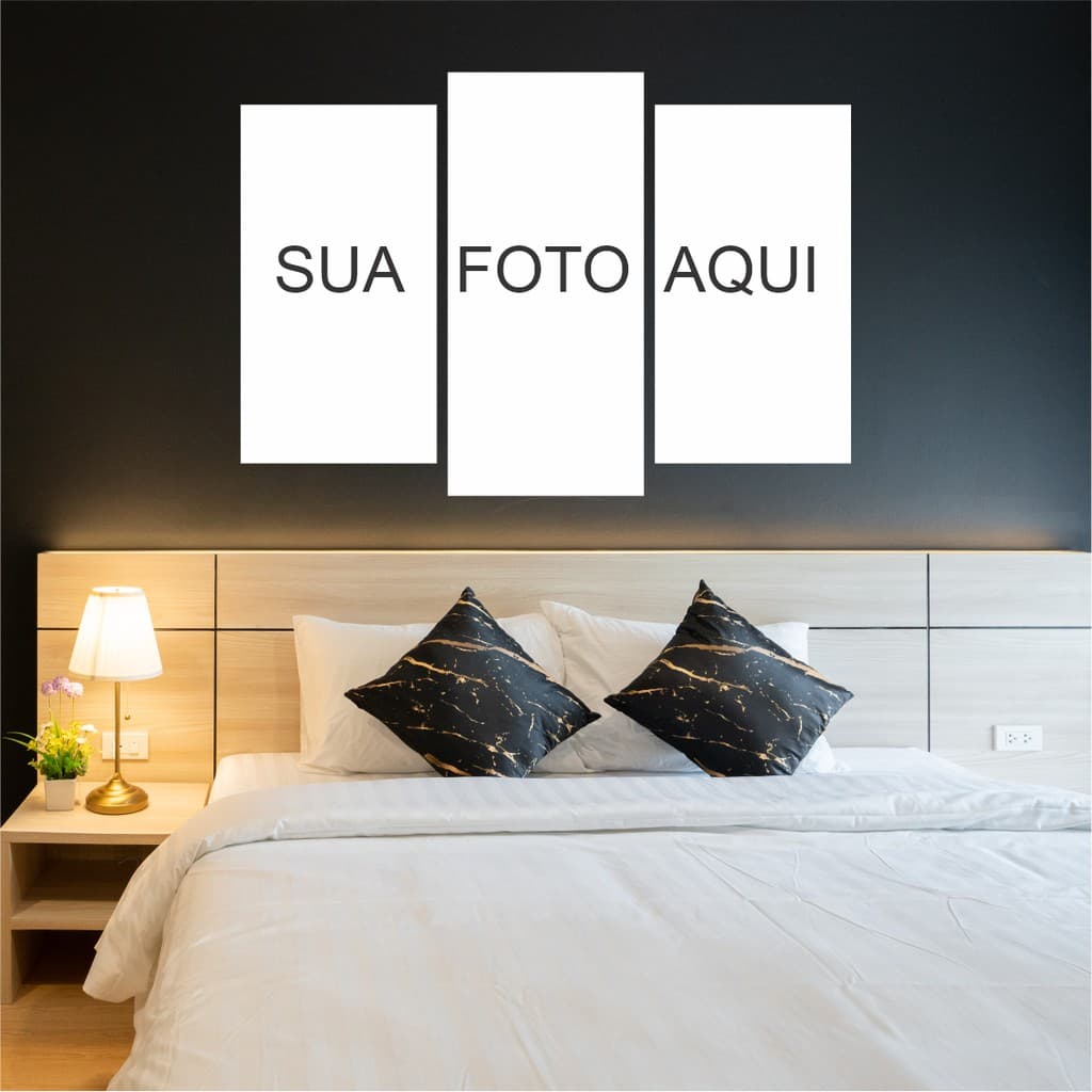 Quadros Mosaicos 3 Pçs Grande Personalizado Com Sua Foto Sala Quarto Casa