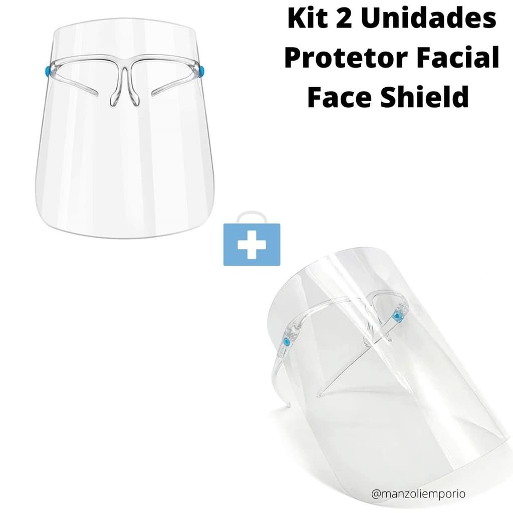 Protetor Facial Face Shield Com Óculos Anti Respingo CONFORT 2 unidades