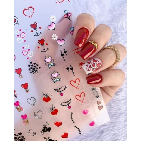 Big Cartela adesivo 3D para Unhas Modelo Coração
