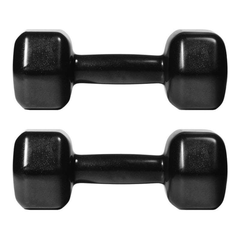 Halter sextavado o par 1 kg cada total 2kg emborrachado preto