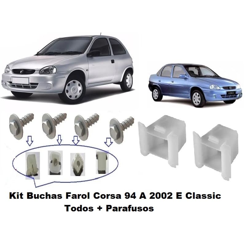 Kit 2 Presilha Bucha Grampo Fixação Farol Corsa Wind 94/02  P1181