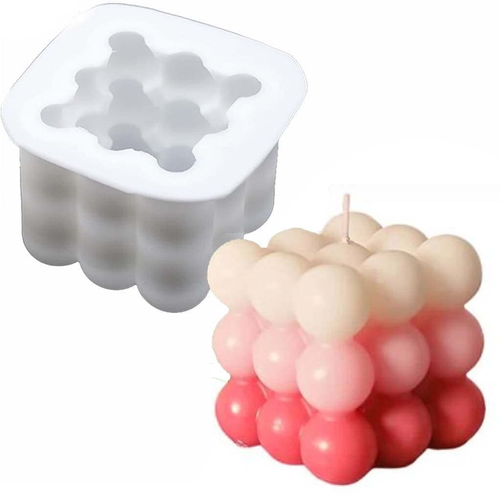 Molde de Silicone vela cubo bolinhas  3D bubble grande