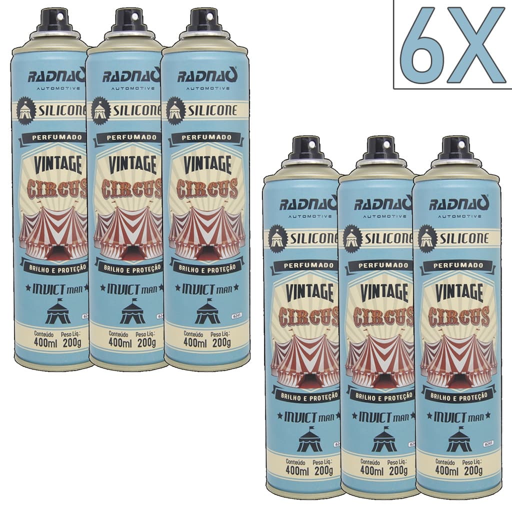 Kit 6 Unidades Silicone Spray Perfumado Circus Invict 400mL Radnaq