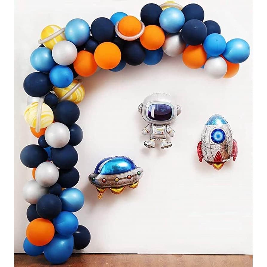 85 peças pacote espaço exterior balão guirlanda adequado para festa planeta UFO foguete astronauta decorações de festa d