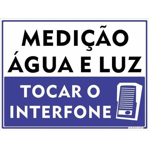 Placa Medição De Água E Luz Tocar Interfone 30x20cm Aluminio