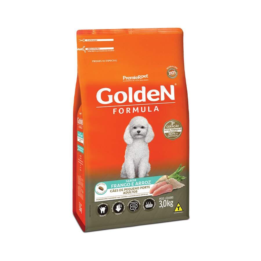 Ração Golden Fórmula Mini Bits para Cães Adultos de Pequeno Porte Sabor Frango e Arroz 3kg