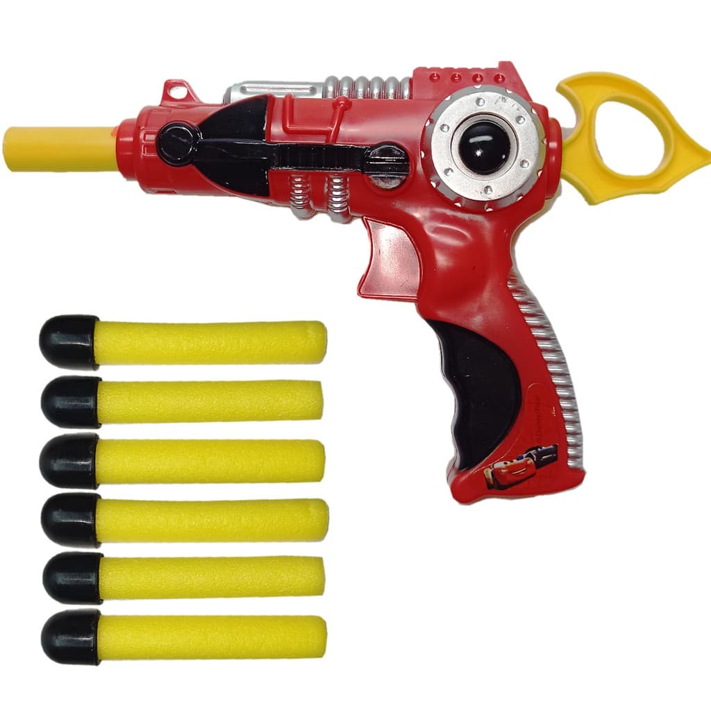 Lançador De Dardo Tipo Nerf c/ 6 Dardos Infantil Disney Carros