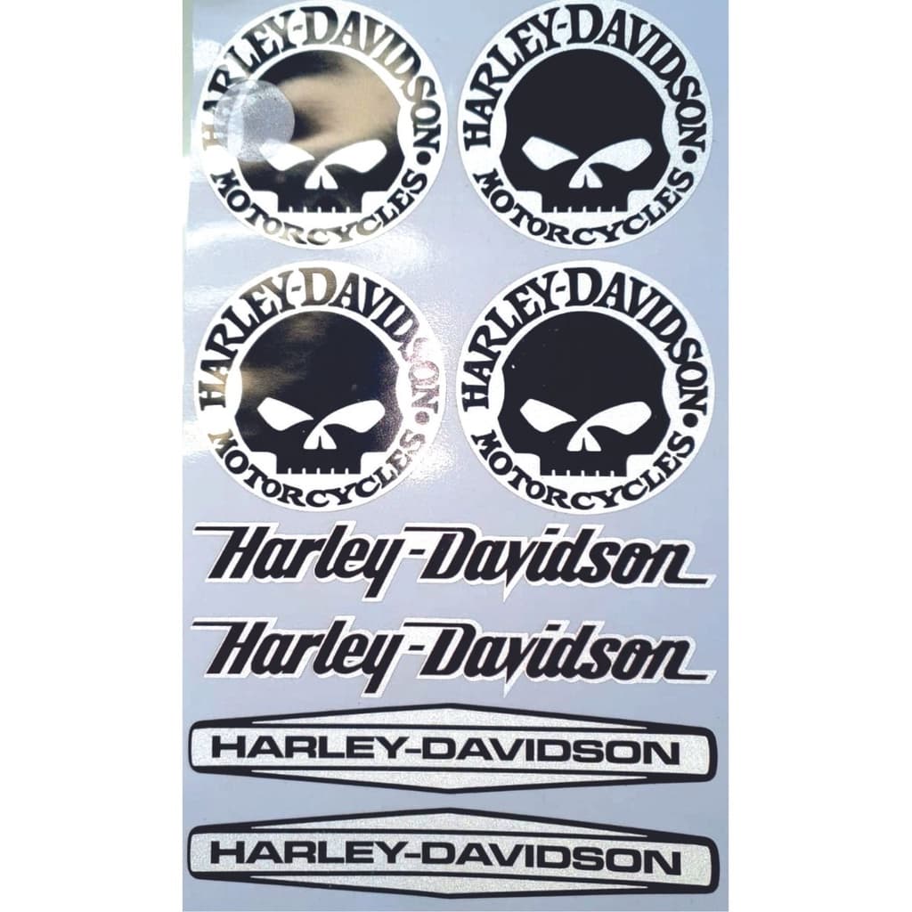 Cartela Adesivo Capacete Moto Bike Harley Davidson 8 pçs