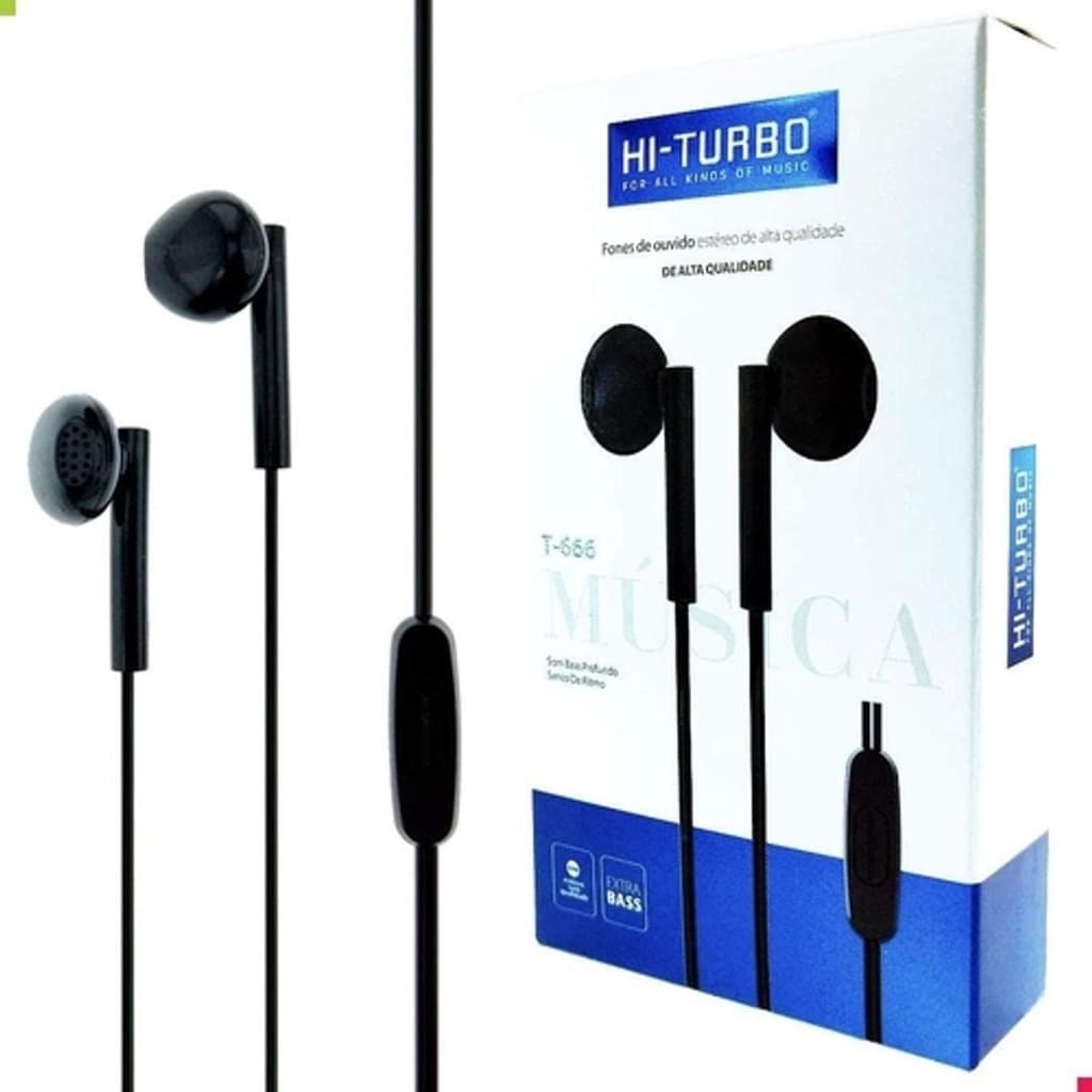 Fone de ouvido Estéreo HI-TURBO T-666 Preto