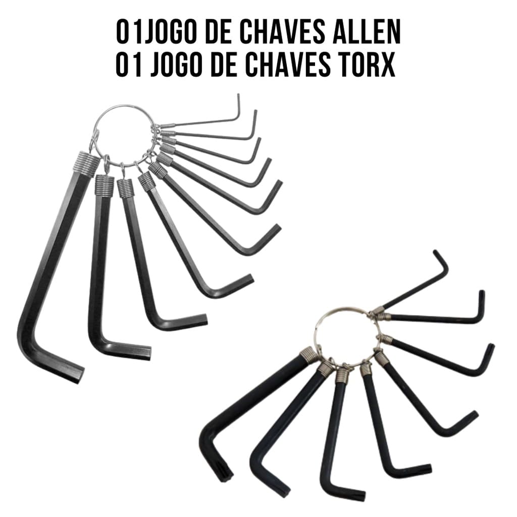 Kit Chaves Torx + Allen - 8 Chaves Allen e 8 Chaves Torx 1,5mm a 8,0mm