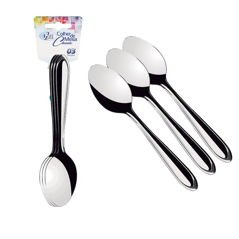 Kit Colher de Mesa Inox Com 3 Peças - Linha Classic