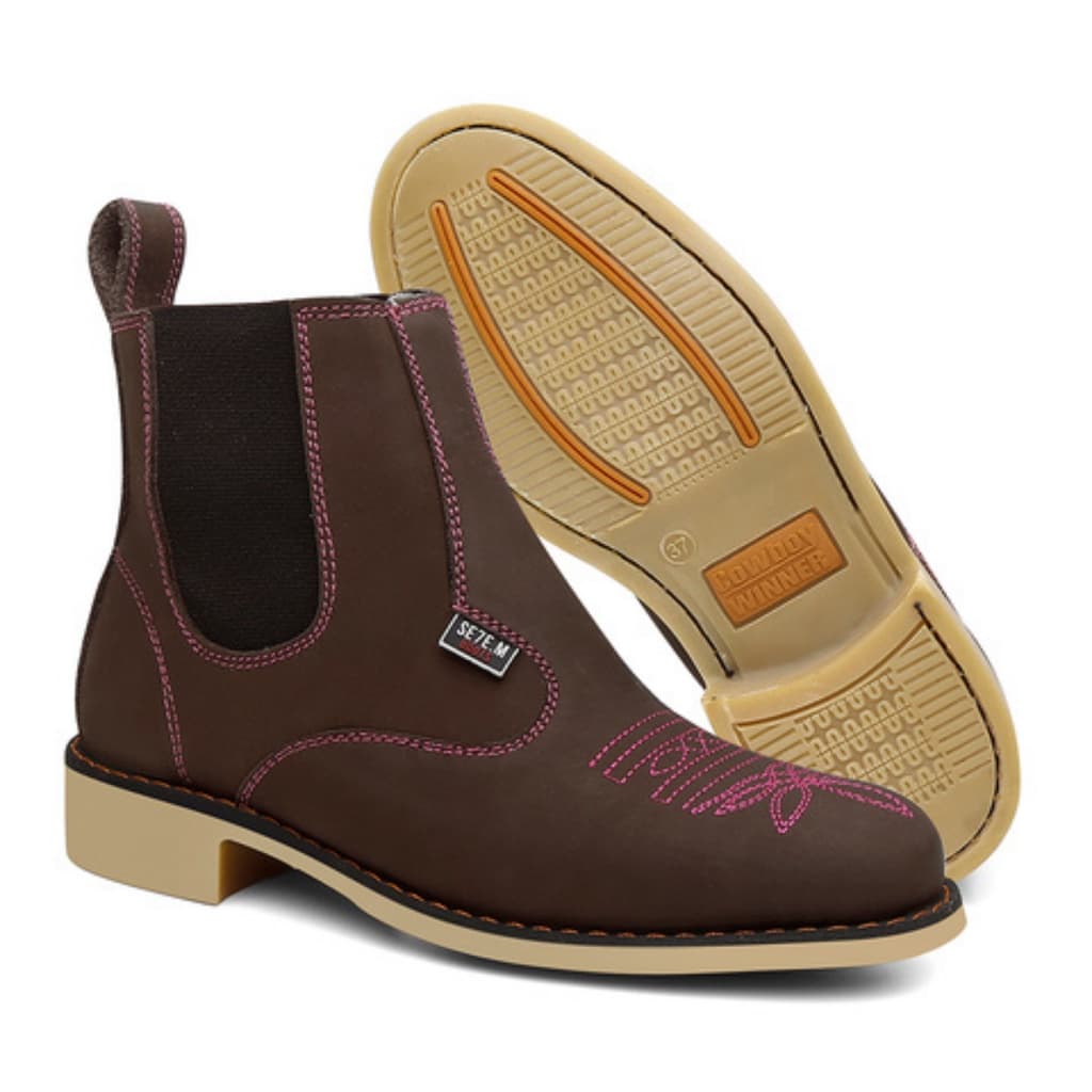 Botas Botinas Feminina Country 7m Couro Legitimo Promoçao