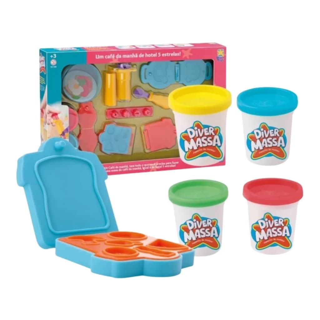 Kit Massa de Modelar Café da Manhã Massinha de Modelar Com Forminhas e Acessórios - Divertoys