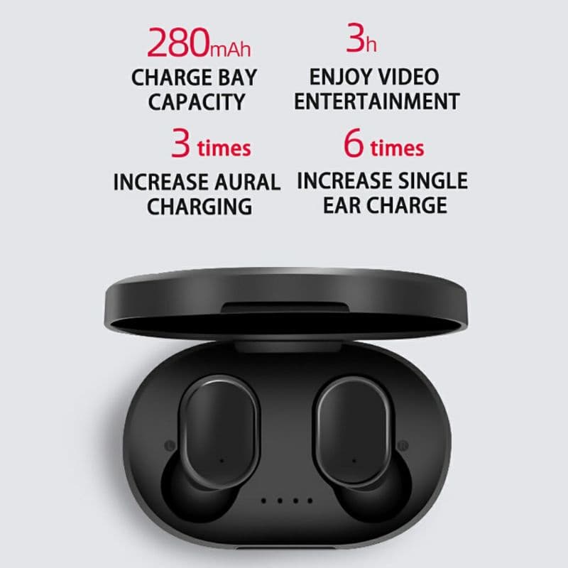 Fone de Ouvido A6S TWS, Miniauricular com Bluetooth, Ausência de Fio, Cancelamento de Ruído