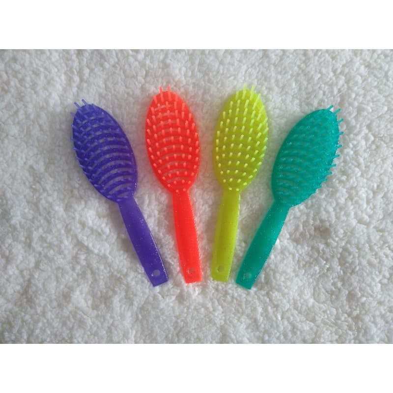 Escova De Cabelo C/ Glitter Plástico Várias Cores