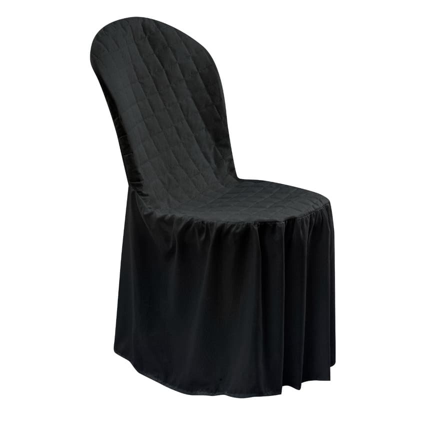 Capa Para Cadeira De Plástico Em Tecido Matelado Para Festas, Casamento ou Decoração Casual (PRETA)