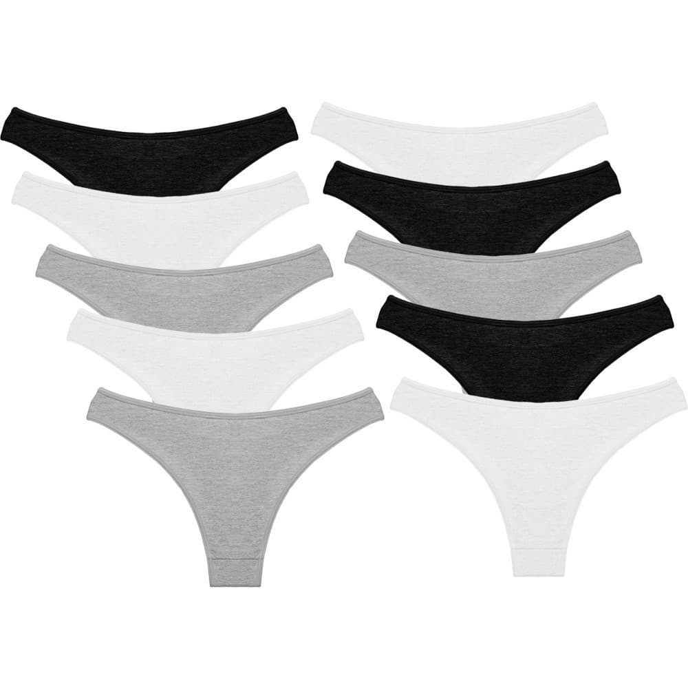 10 Calcinha Tanga Cores Sortidas Detalhe PRETA BRANCA CINZA Delicada e Fina Mazela