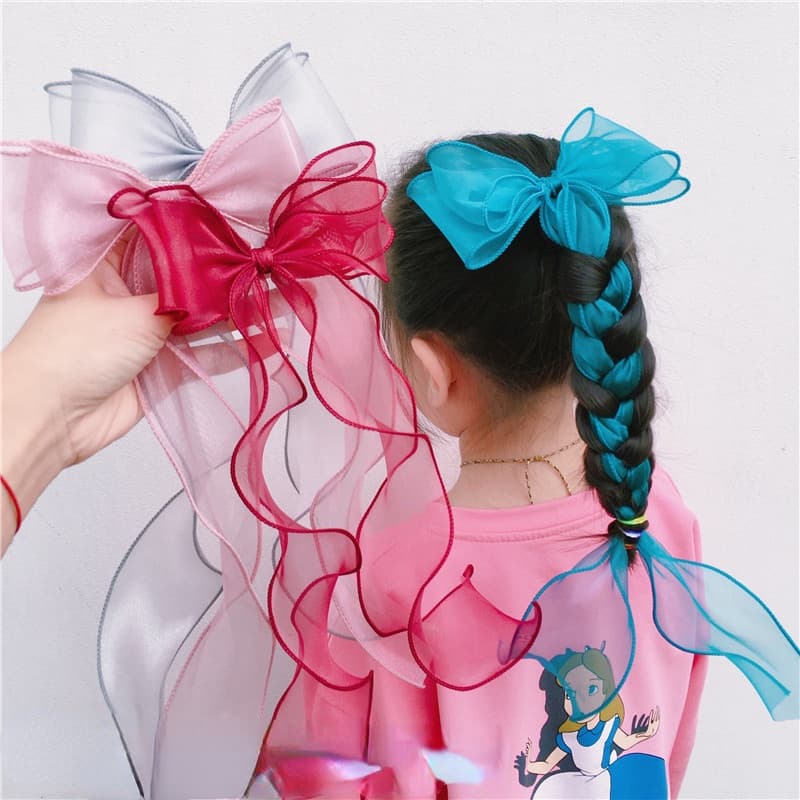 Presilha De Cabelo Feminina Infantil Com Laço/Fita Estilo Coreano