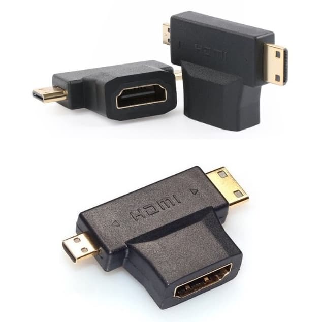 Conector Adaptador Hdmi Femea Para Mini E Micro Hdmi Macho