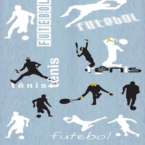 Papel De Parede Adesivo Teen Tenis E Futebol Esportes 1,50mt