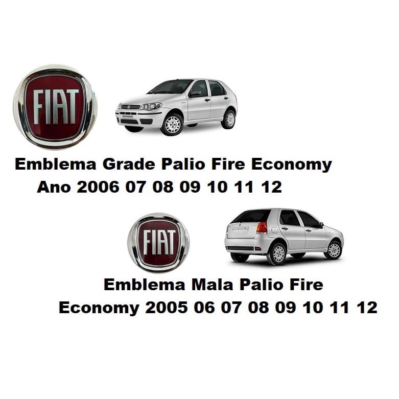 Kit Fiat Emblema Grade Emblema Porta Mala Palio 2005 2006 2007 2008 2009 2010 Uno 2004 2005 2006 2007 2008 (5191 5192)