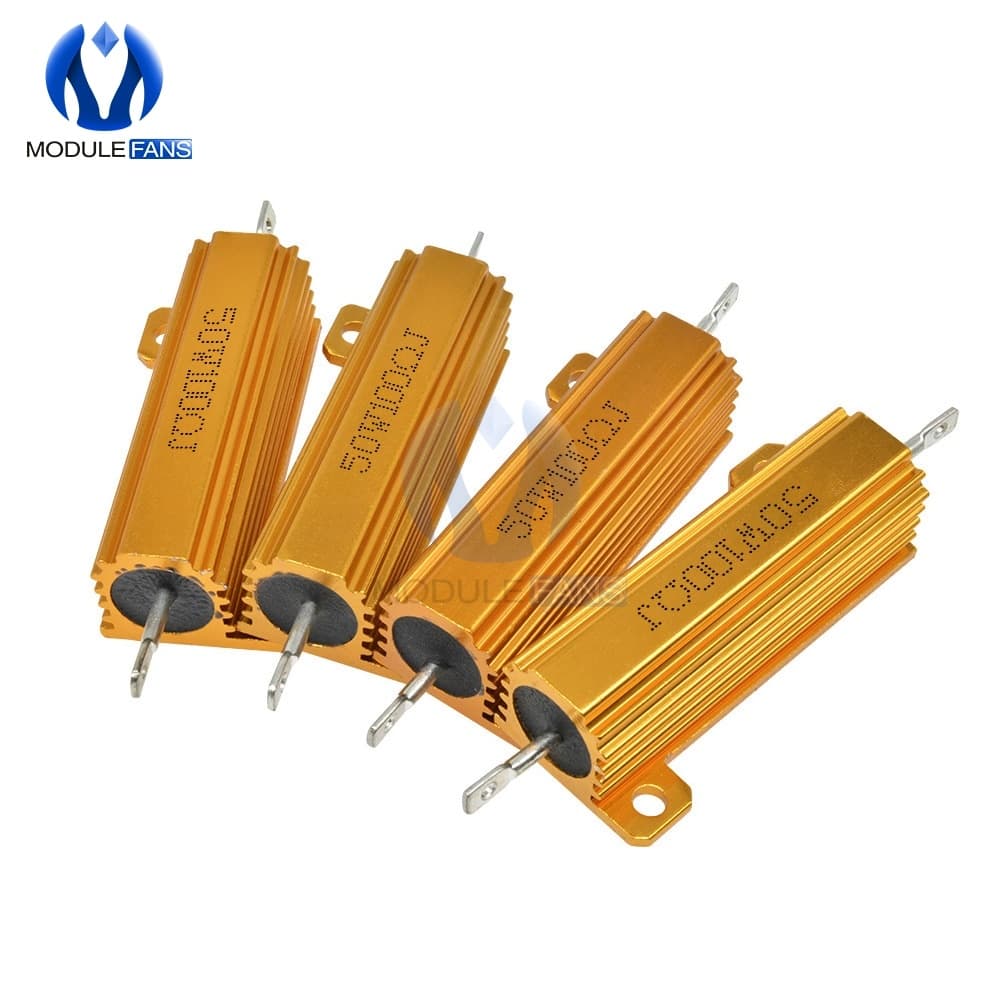 Caixa De Alumínio 50W Resistor Enrolado De Energia 1K 5 % +-0.5R 1R 2R 4R 6R 8R 10R 20R 0.5/1/2/4/6/8/10/20/50/100 Ohm N