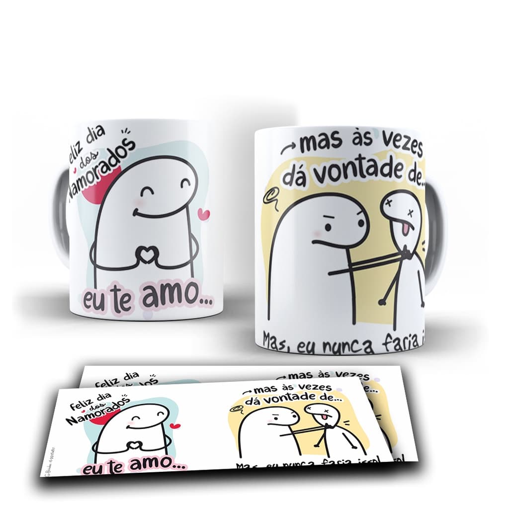 Caneca Personalizada Flork Frases Divertidas Presente Porcelana dia dos Namorado Nome Eu Te Amo