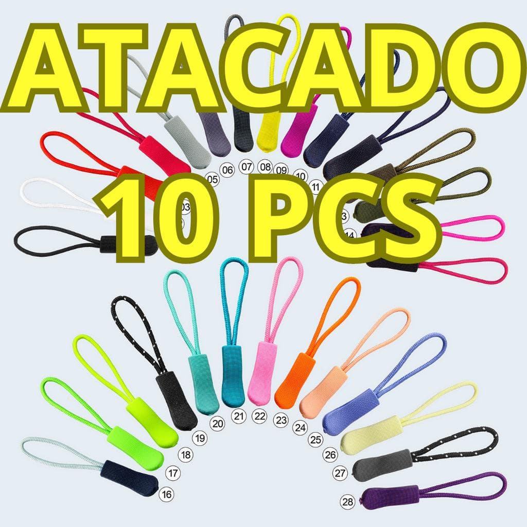 ATACADO 10 PCS puxador de ziper colorido, clipe com corda, substituir fivela quebrada bolsa organizadora, bolsa viagem