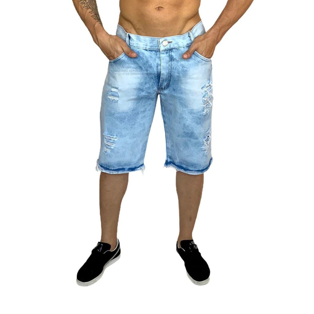 BERMUDAS JEANS RASGADAS DESTROYED LANÇAMENTO VERÃO 2021