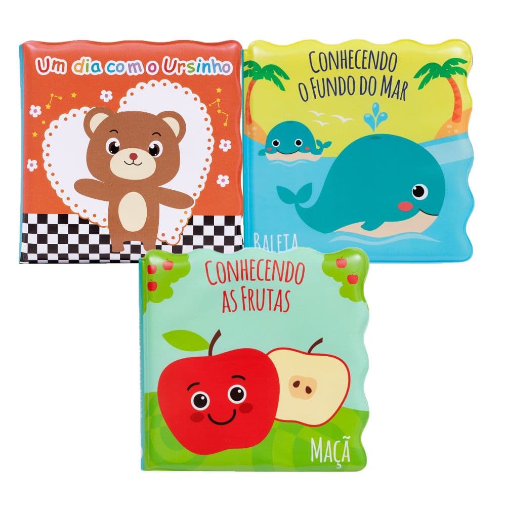 Brinquedo De Banheira Para Hora Do Banho Impermeável Infantil Bebe Menino Menina Kit 3 Livrinhos Educativo Buba