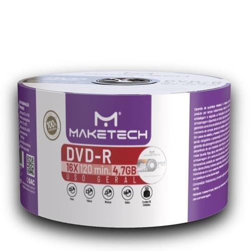 50 Midia Virgem Dvd Maketech Logo + 50 Envelopes de Papel Branco Promoção!