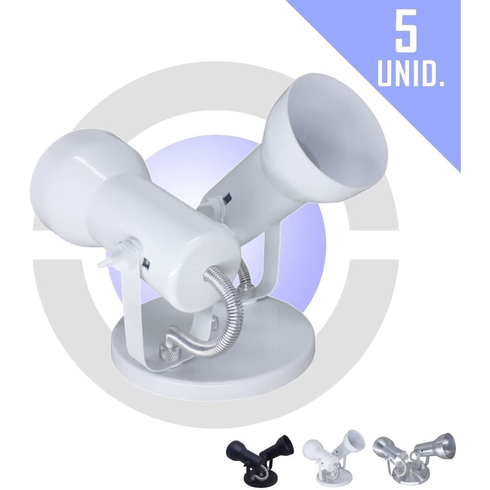 Kit 5 Arandela Dupla Sobrepor Teto Parede Casa Quarto PAR20 LED Bulbo E27 Bivolt Aluminio Qualidade