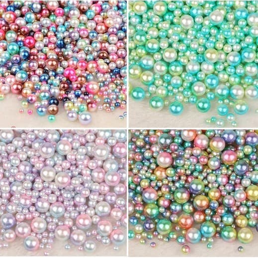 Sem Furo 250 Peças Cor Arco-Íris Tamanho Misto 4-10mm ABS Imitação De Contas De Pérola Soltas Diy Jóias Colar Fazendo Pa