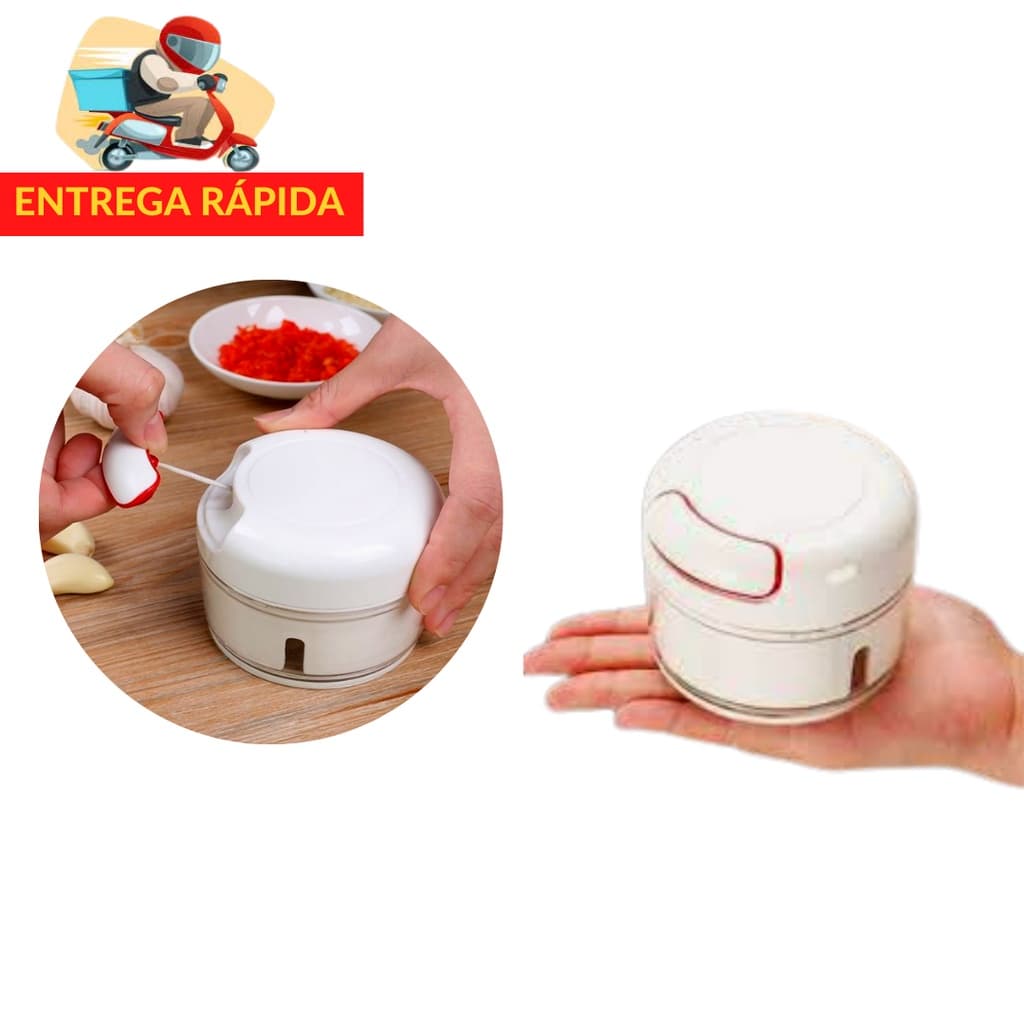 Mini Triturador Processador Manual - Alho, Temperos, Vegetais e Condimentos