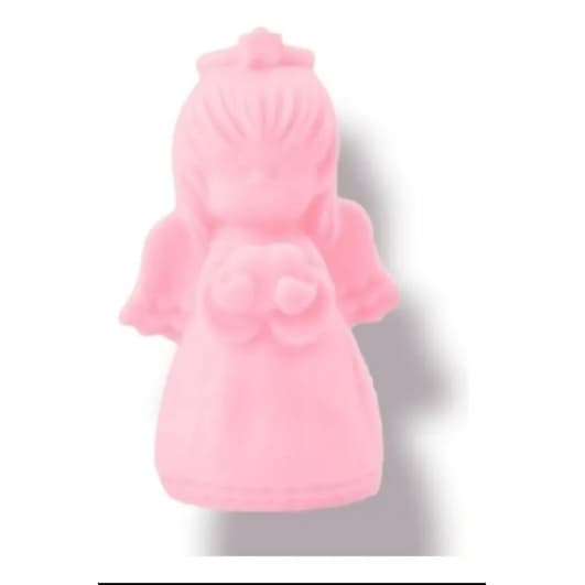 Luminária abajur anjo da guarda anjinho com coração rosa branco e verde bateria 14 cm