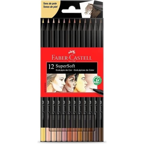 Lapis De Cor 12 Cores Supersoft Pele