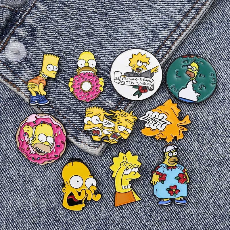 Broche  Liga  Esmalte Criativo Engraçado Série Simpsons
