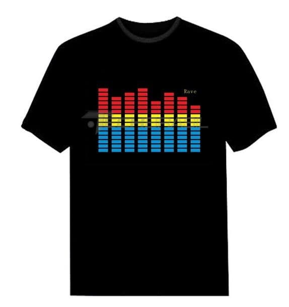 Camiseta Led Eletronica Camisa Luminosa 08 Equalizador 3 Cor