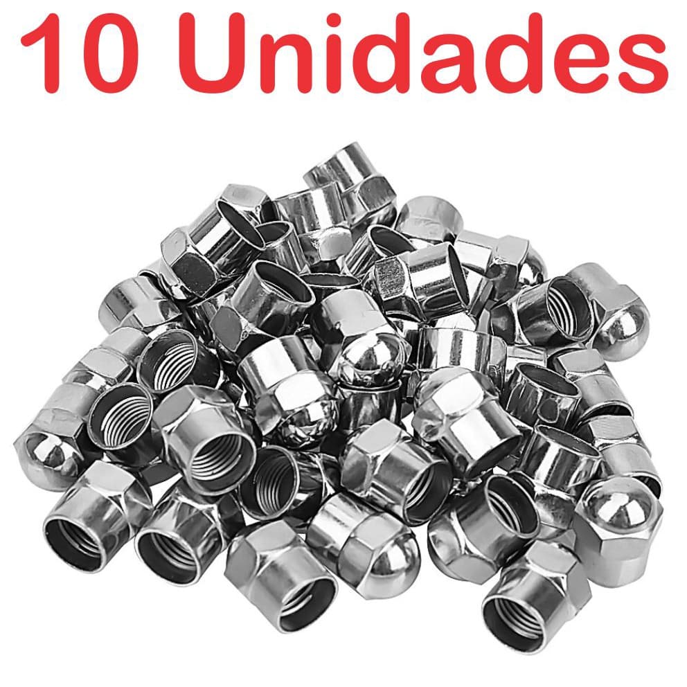 Kit 10 - Tampinha Plástica Cromada Bico Pneu Moto Carro Bicicleta - Tampa Válvula