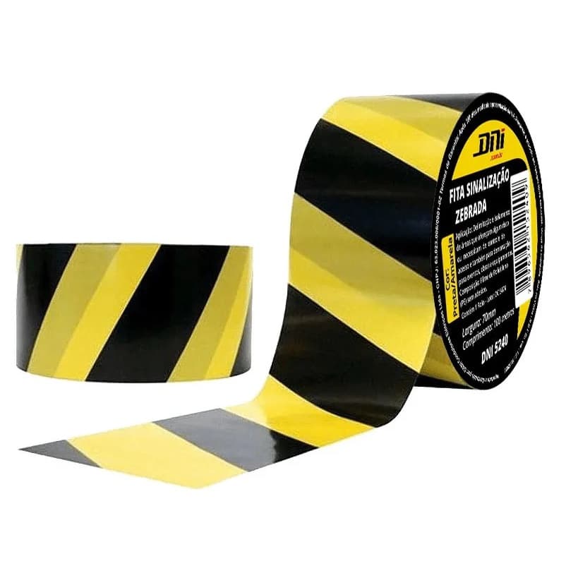 Fita Demarcação Zebrada 7cm X 100m Amarela E Preta Dni5240