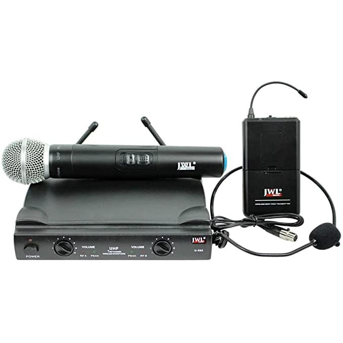Microfone Sem Fio Duplo Head Set + Bastão Uhf U 585 Hm Jwl