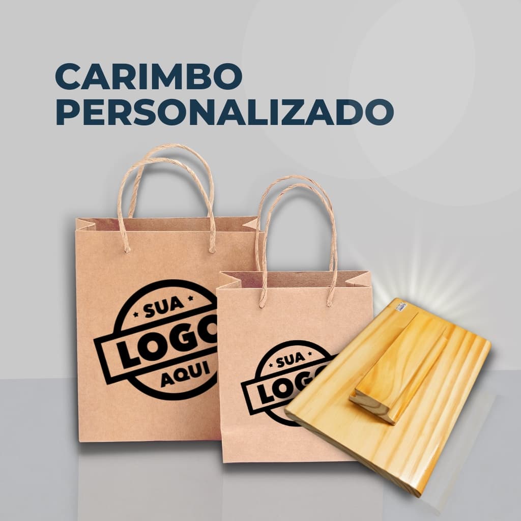 Carimbo Personalizado para Sacola Kraft, embalagens, sacos Delivery, caixas e tags