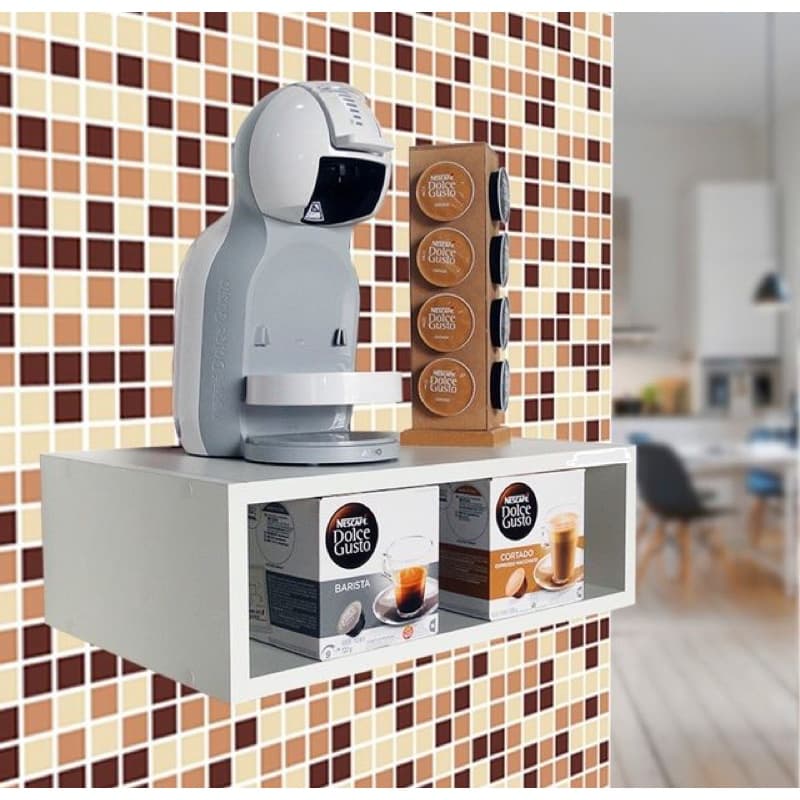 Nicho Prateleira Para Cafeteira Cápsulas Dolce Gusto Suporte Café Em Mdf Branco