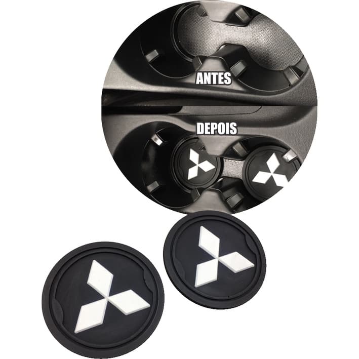 Kit 2 Unidades Porta Copo Automotivo Emborrachado Car mat antiderrapante Mitsubishi Lancer Pajero Sport