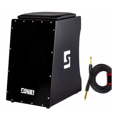 Cajon Eletrico Cajon Eletroacústico + Cabo P10 Spark Instrumentos Musicais Percussão