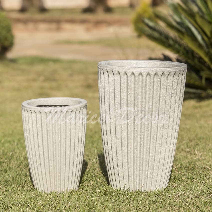 Kit 2 Vasos de Plantas Mordeno P e M Coluna Romana em Polietileno Decorativo Luxo