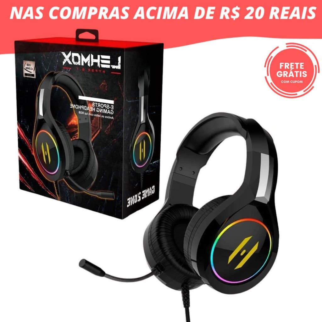 Fone Headset Gamer Led Rgb Plug 3.5mm E Usb Lehmox Gt-f3
